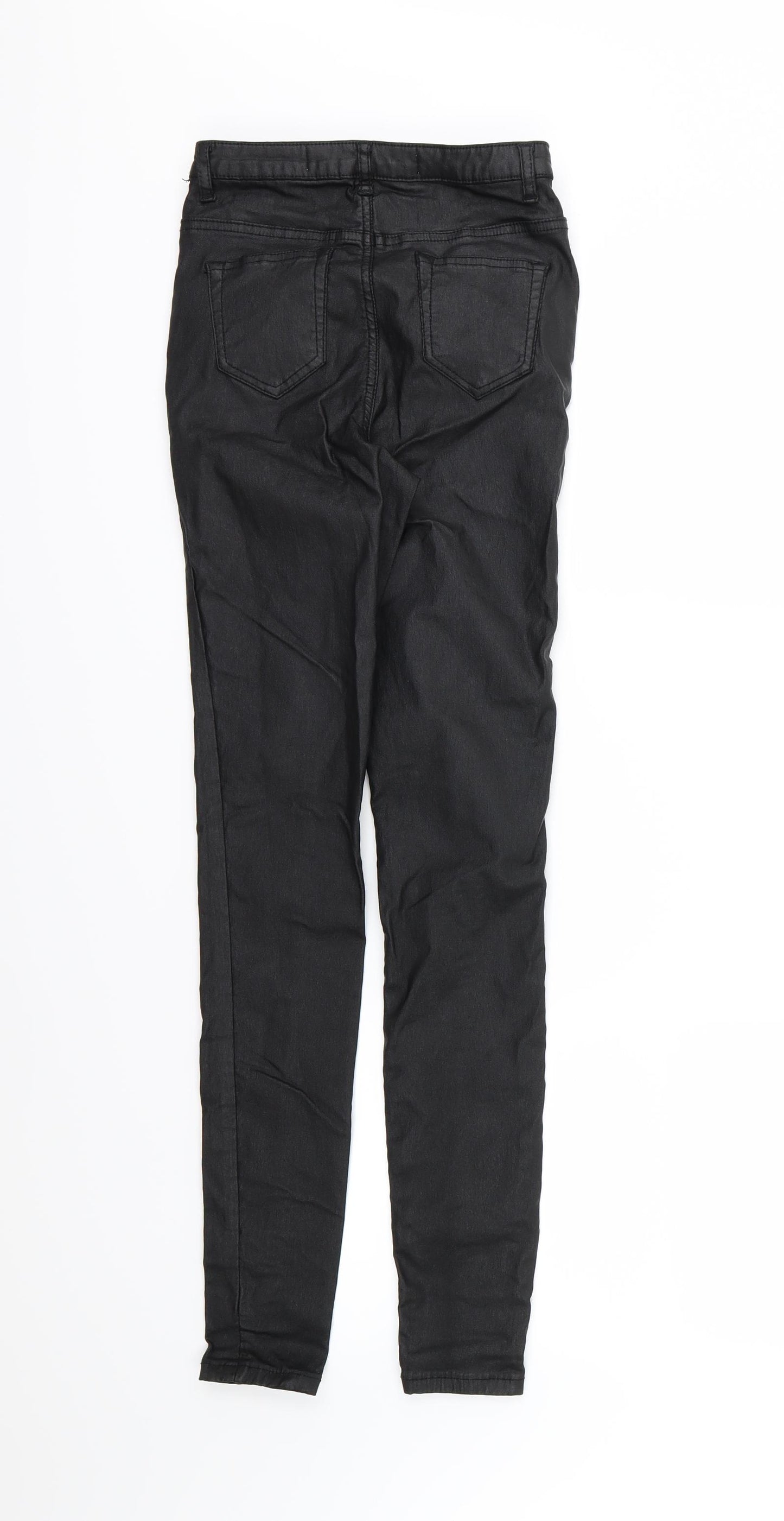 Denim & Co. Womens Black  Denim Skinny Jeans Size 8 L29 in - Leather Effect