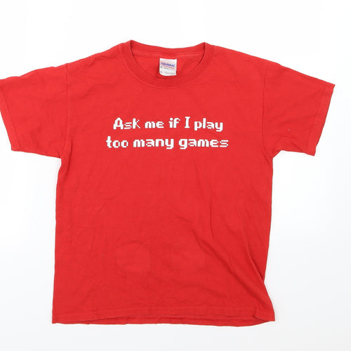 Gildan Boys Red  Jersey Basic T-Shirt Size M  - Gaming