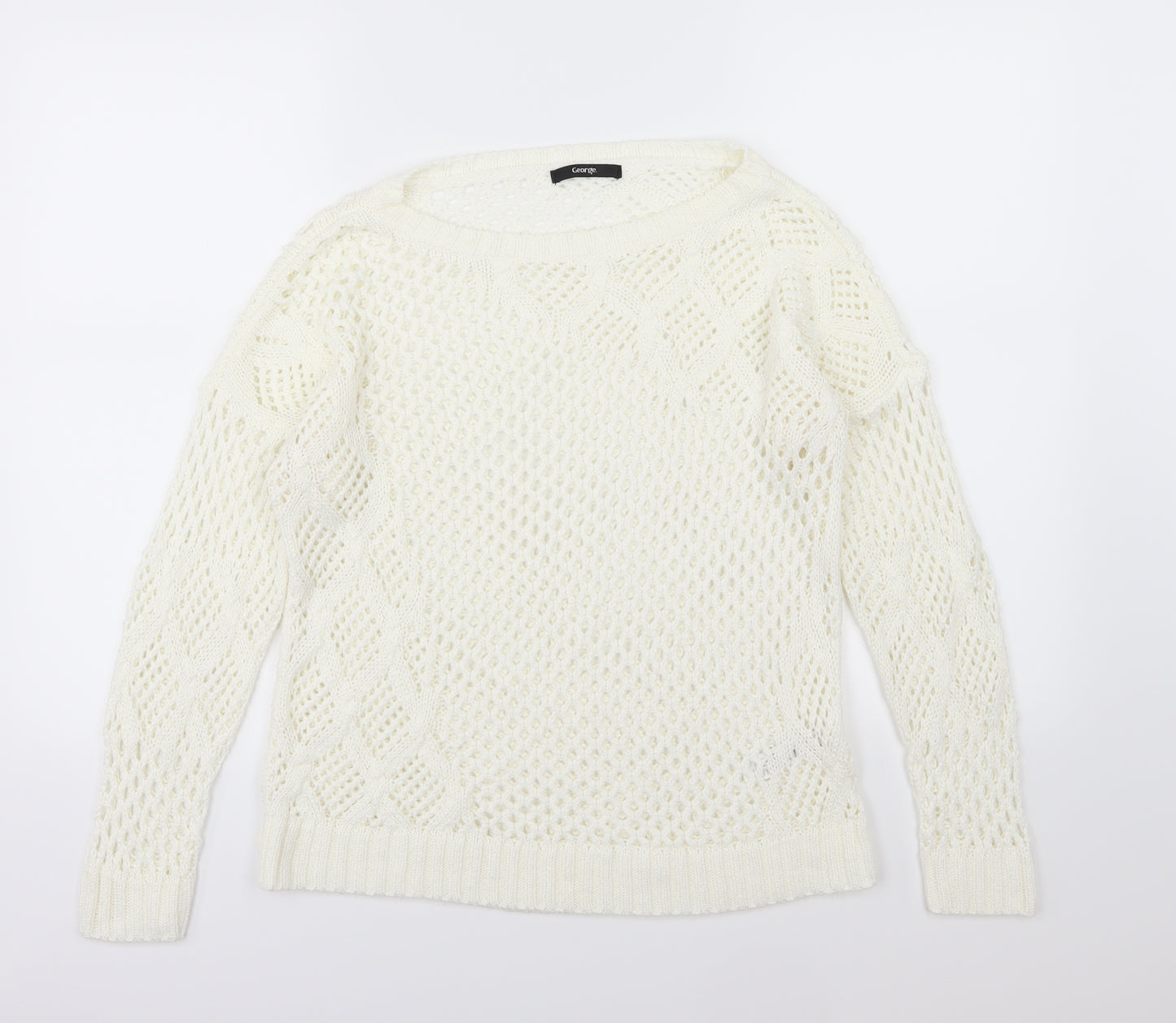 George Womens White  Knit Pullover Jumper Size 14