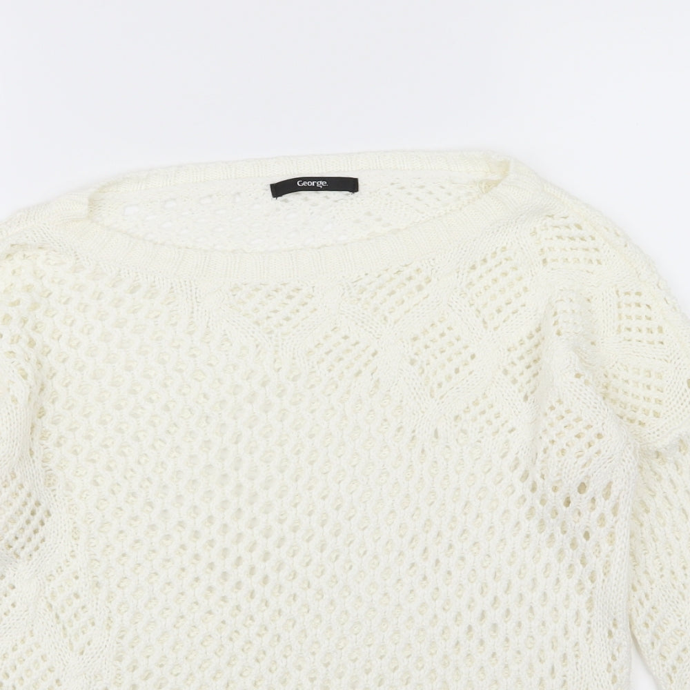 George Womens White  Knit Pullover Jumper Size 14