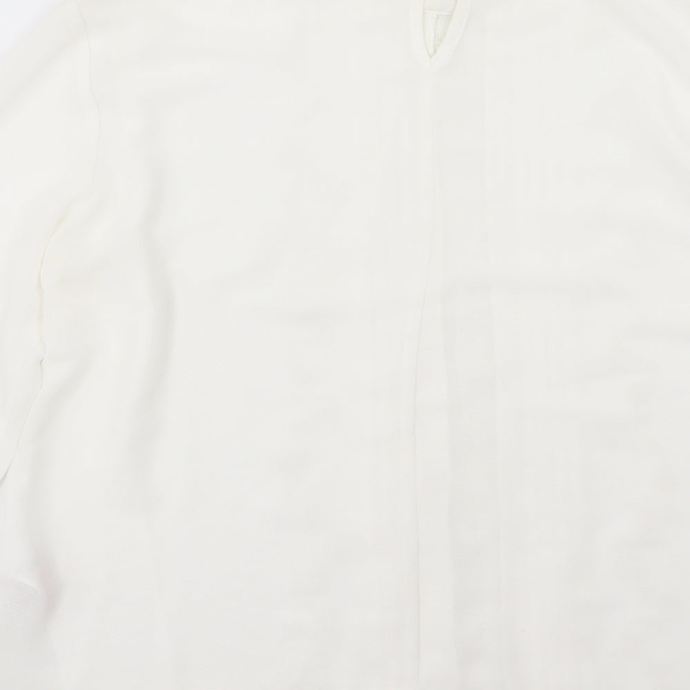 Peacocks Womens White Floral Chiffon Basic Blouse Size 14