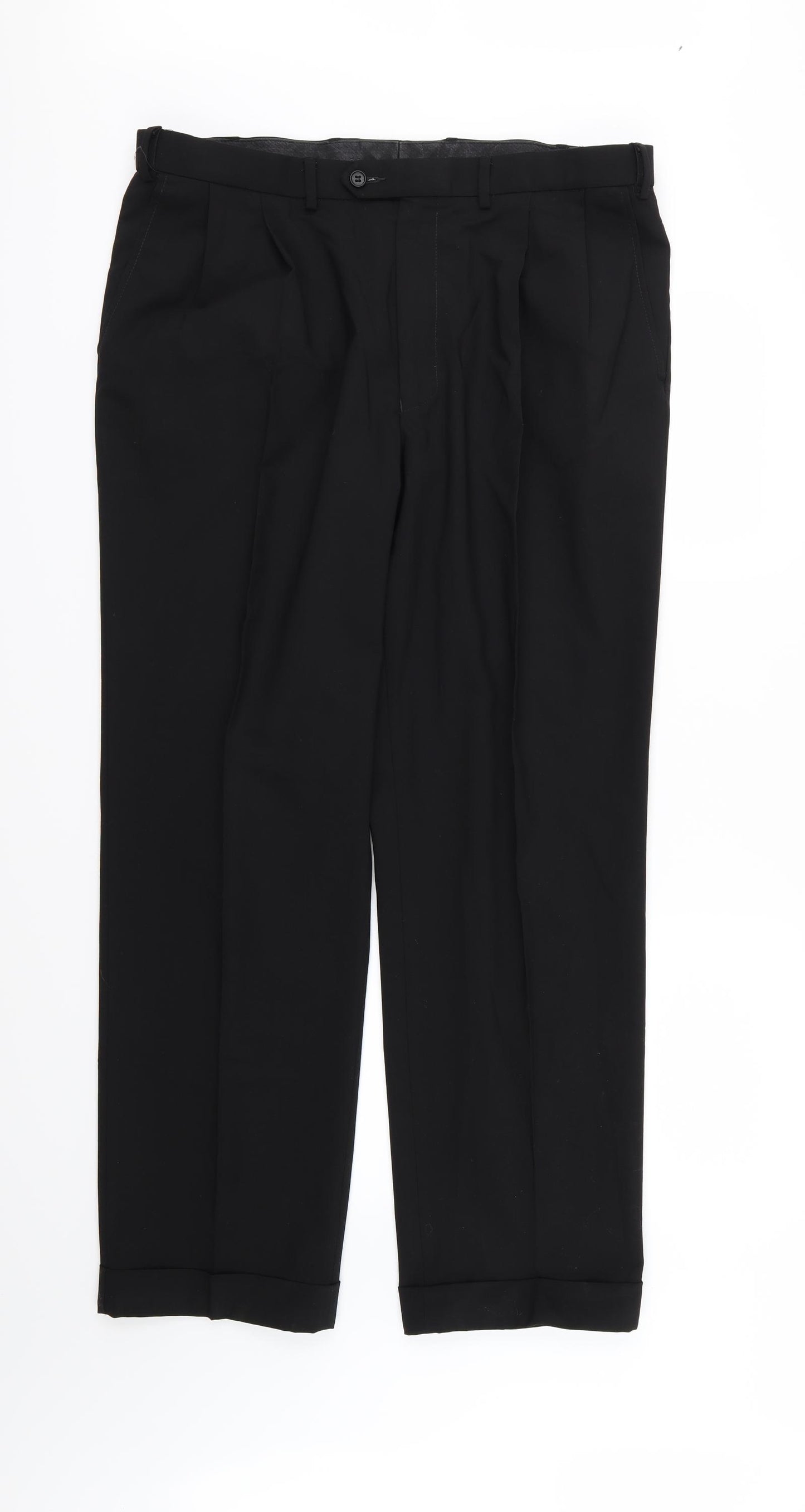 Marks and Spencer Mens Black  Rayon Trousers  Size 38 L31 in