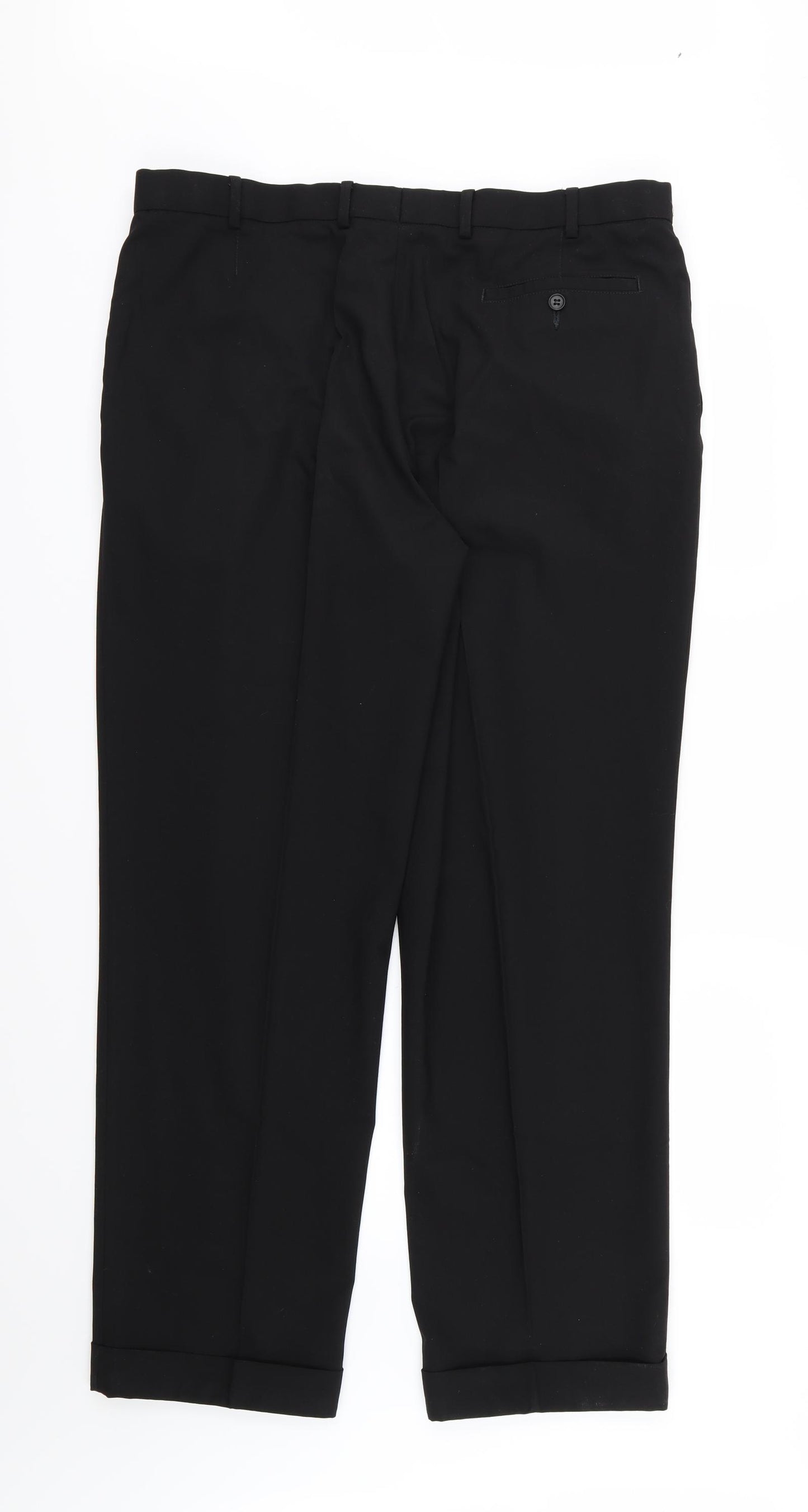 Marks and Spencer Mens Black  Rayon Trousers  Size 38 L31 in