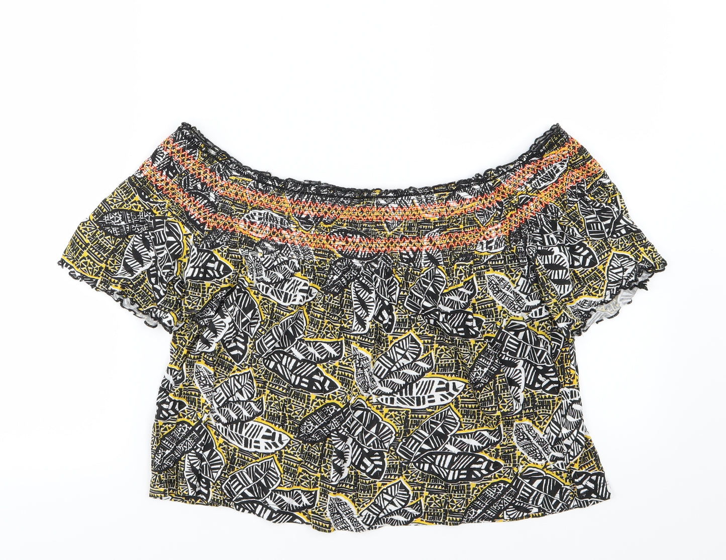Primark Womens Multicoloured Geometric Jersey Basic T-Shirt Size 16
