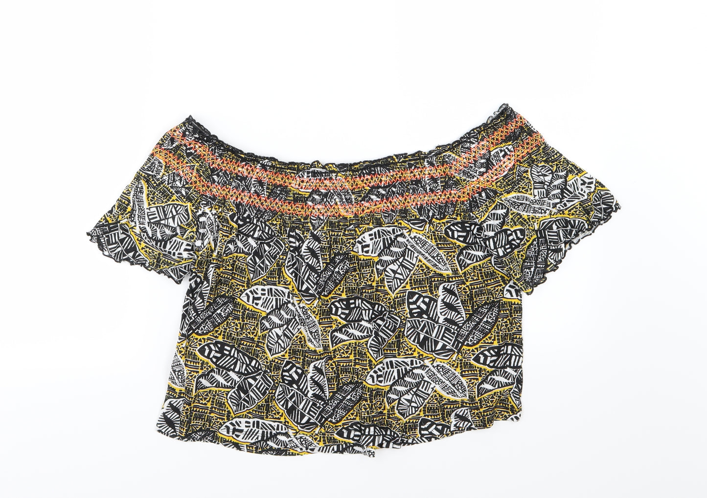 Primark Womens Multicoloured Geometric Jersey Basic T-Shirt Size 16