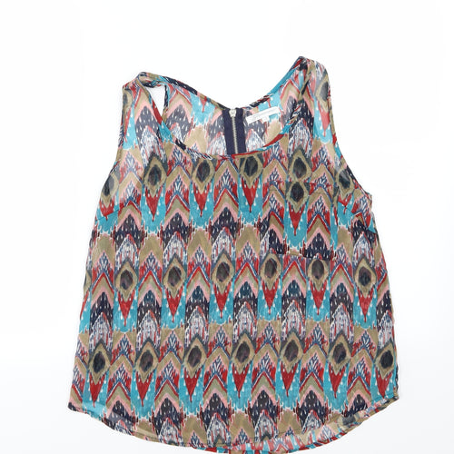 Glamorous Womens Multicoloured Geometric Chiffon Basic Blouse Size 12