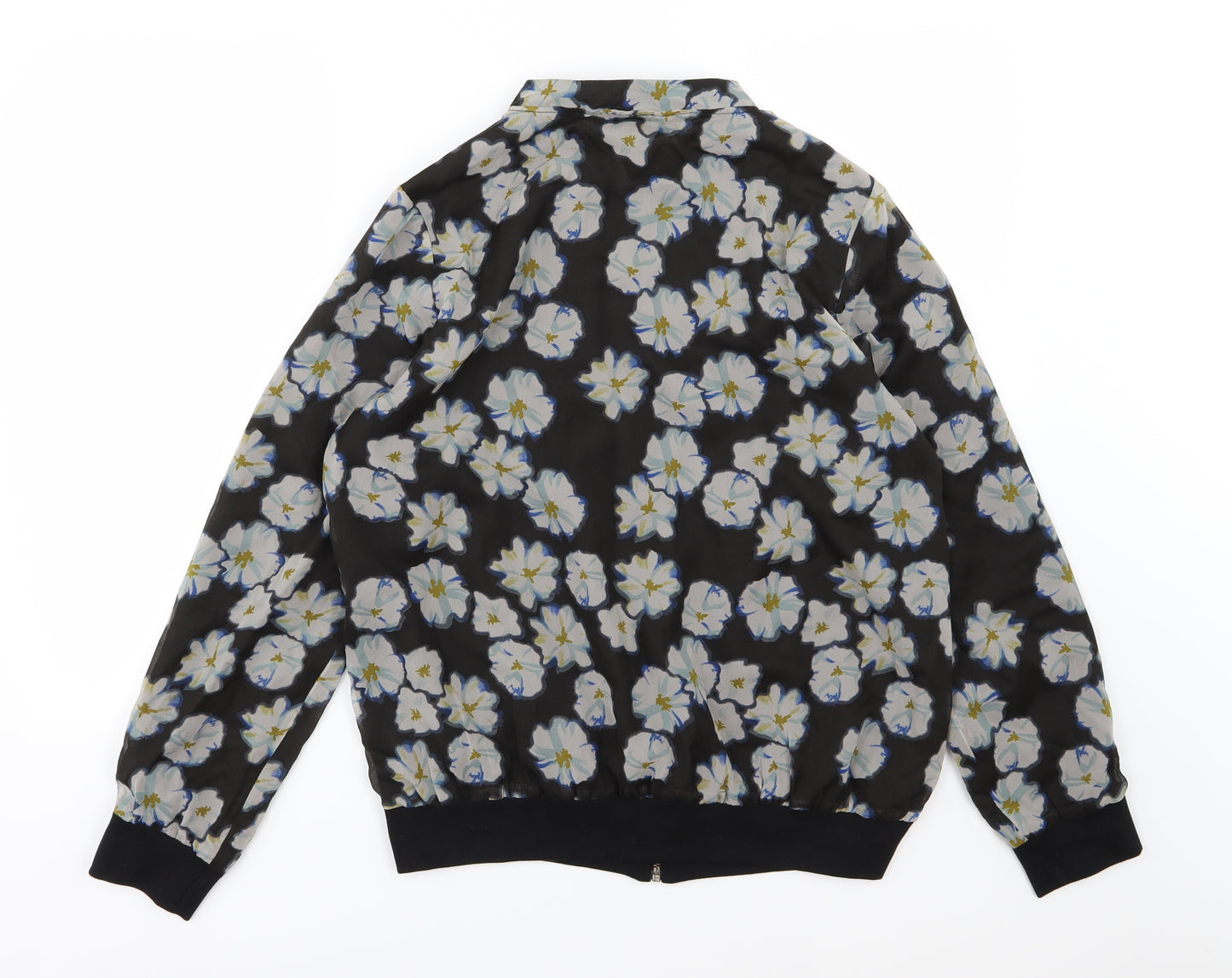 Boohoo Womens Black Floral Chiffon Jacket  Size 16