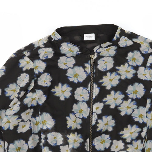 Boohoo Womens Black Floral Chiffon Jacket  Size 16