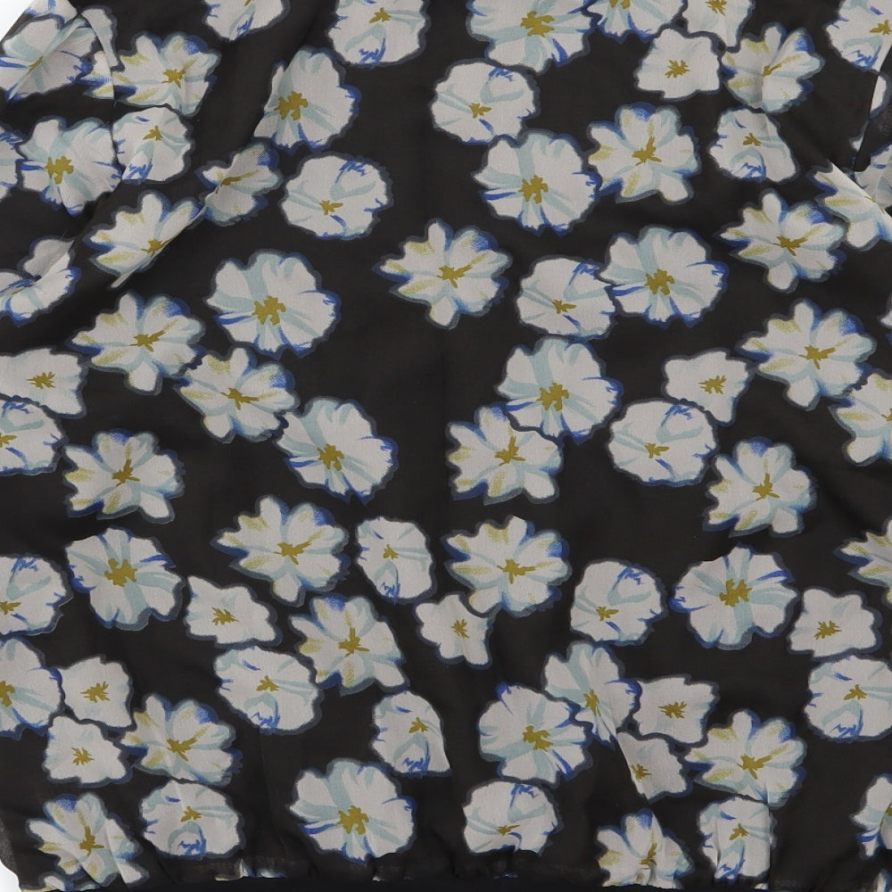 Boohoo Womens Black Floral Chiffon Jacket  Size 16