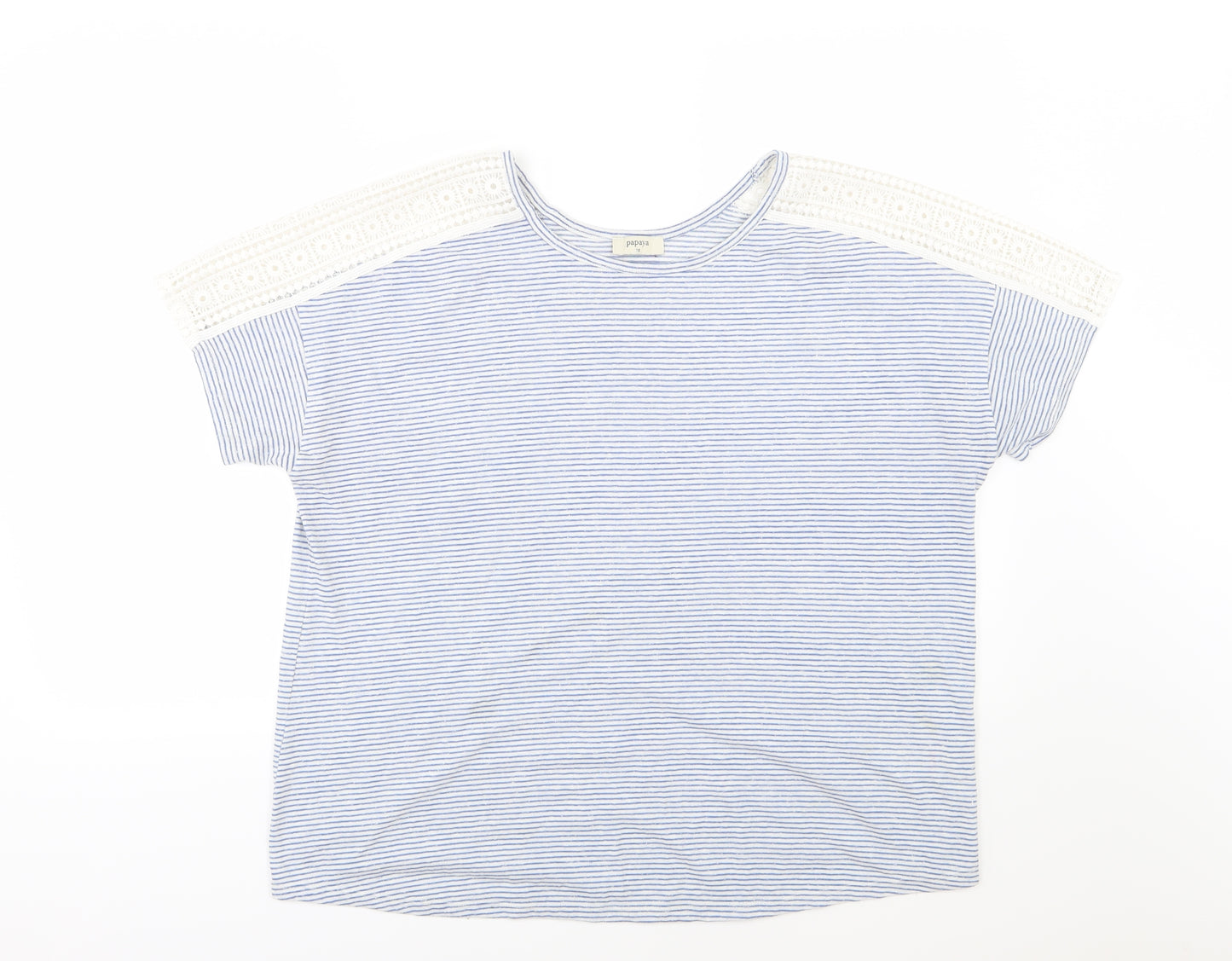 Papaya Womens Blue Striped Jersey Basic T-Shirt Size 18