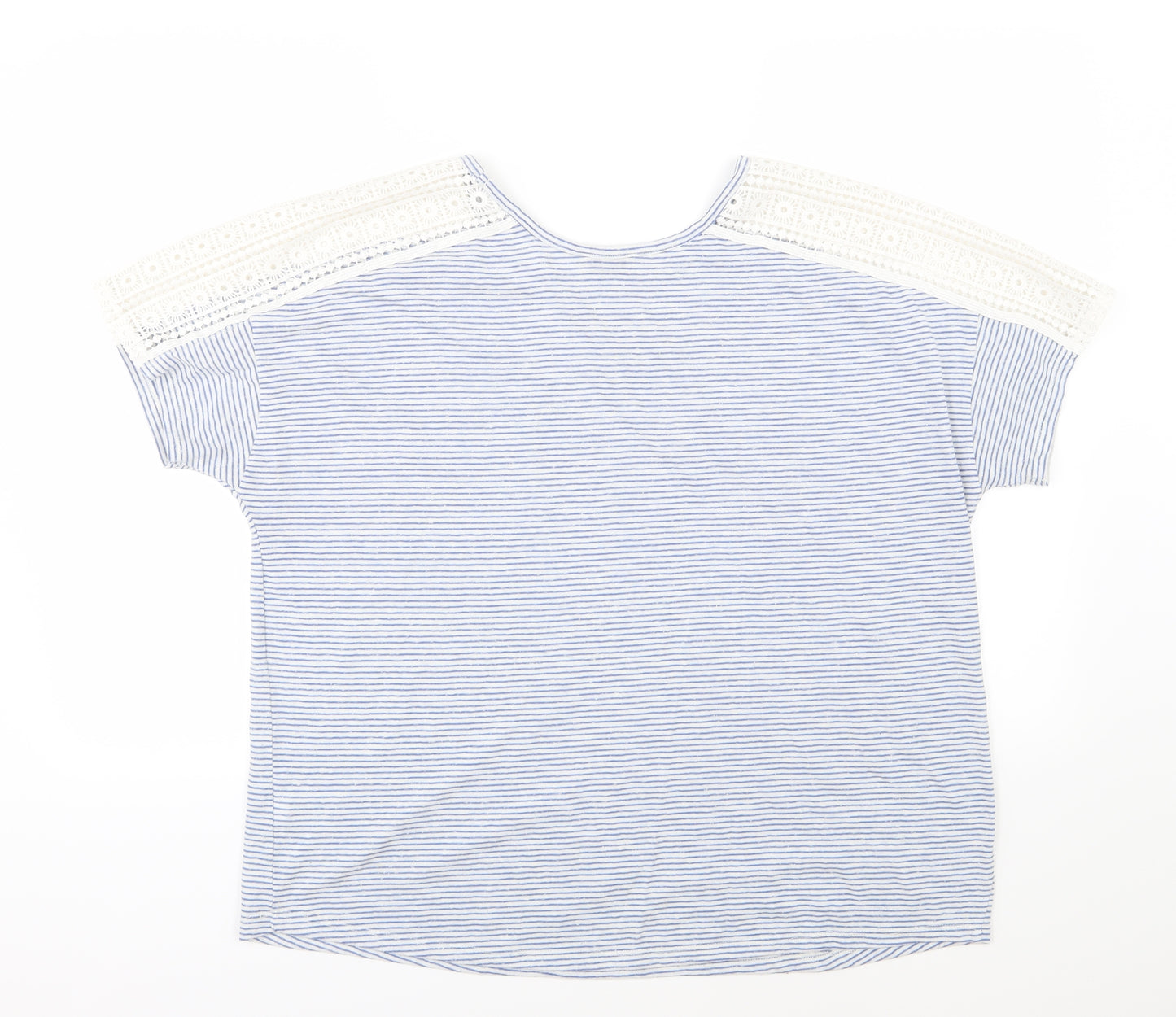 Papaya Womens Blue Striped Jersey Basic T-Shirt Size 18