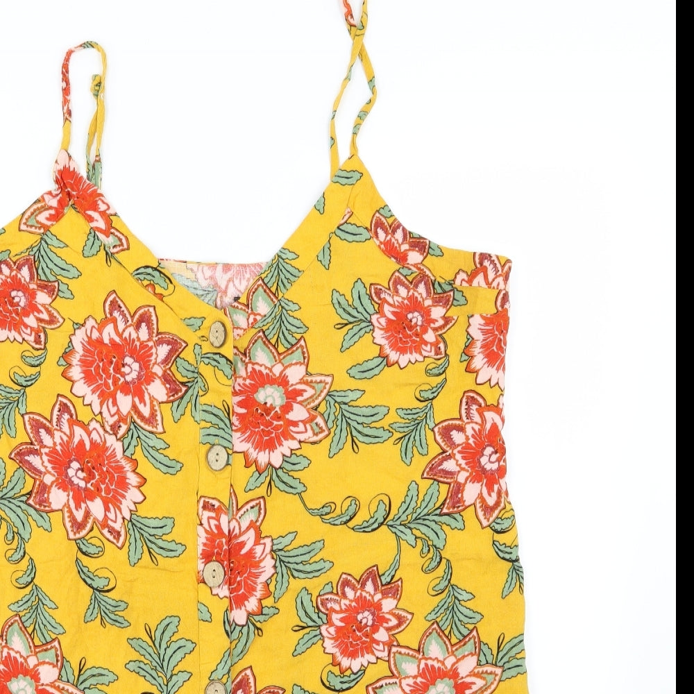 Primark Womens Yellow Floral  T-Shirt Dress  Size 20