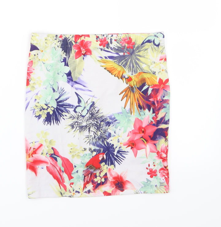 Zara Womens Multicoloured Floral Jersey Bandage Skirt Size S