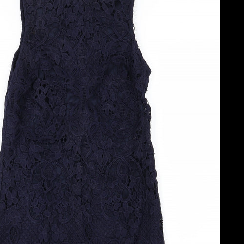 Preworn Womens Blue Floral  Pencil Dress  Size 8