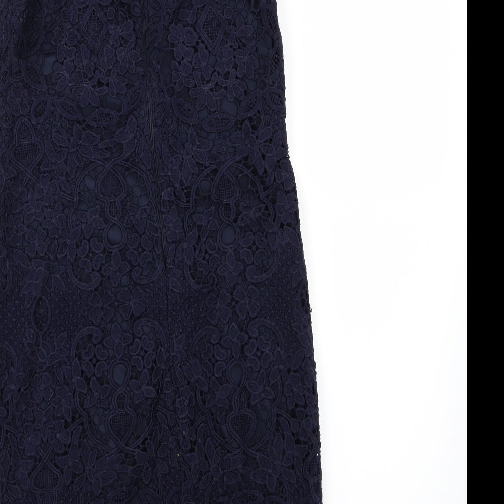 Preworn Womens Blue Floral  Pencil Dress  Size 8