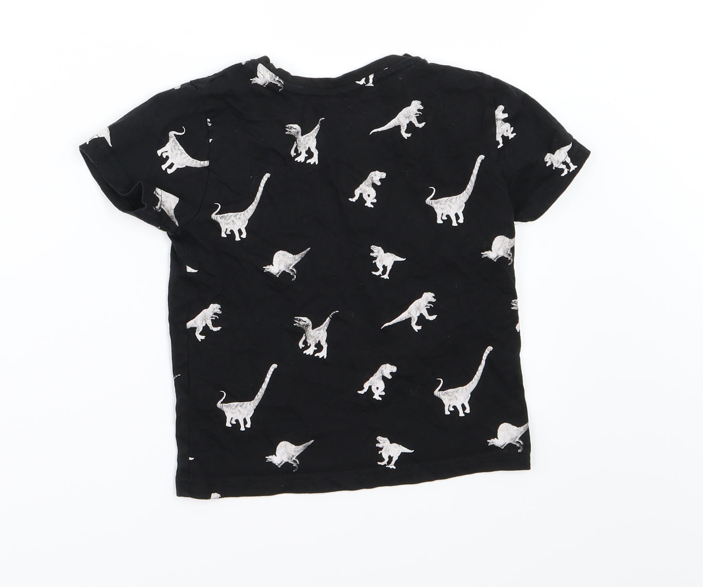 Primark Boys Black  Jersey Basic T-Shirt Size 3-4 Years  - Dinosaur