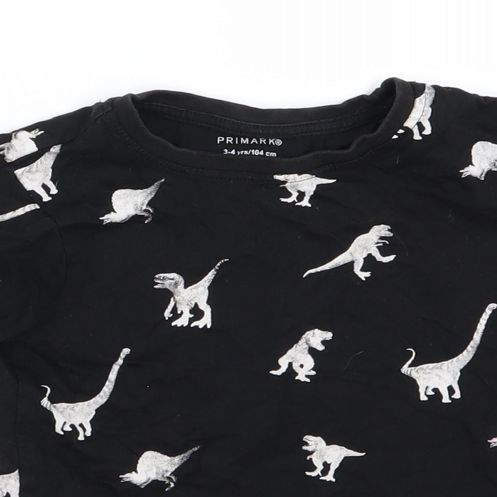 Primark Boys Black  Jersey Basic T-Shirt Size 3-4 Years  - Dinosaur