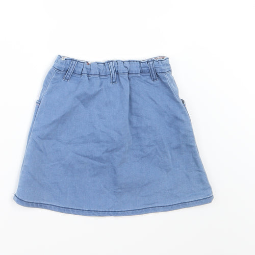 Nutmeg Girls Blue Floral Denim A-Line Skirt Size 4-5 Years