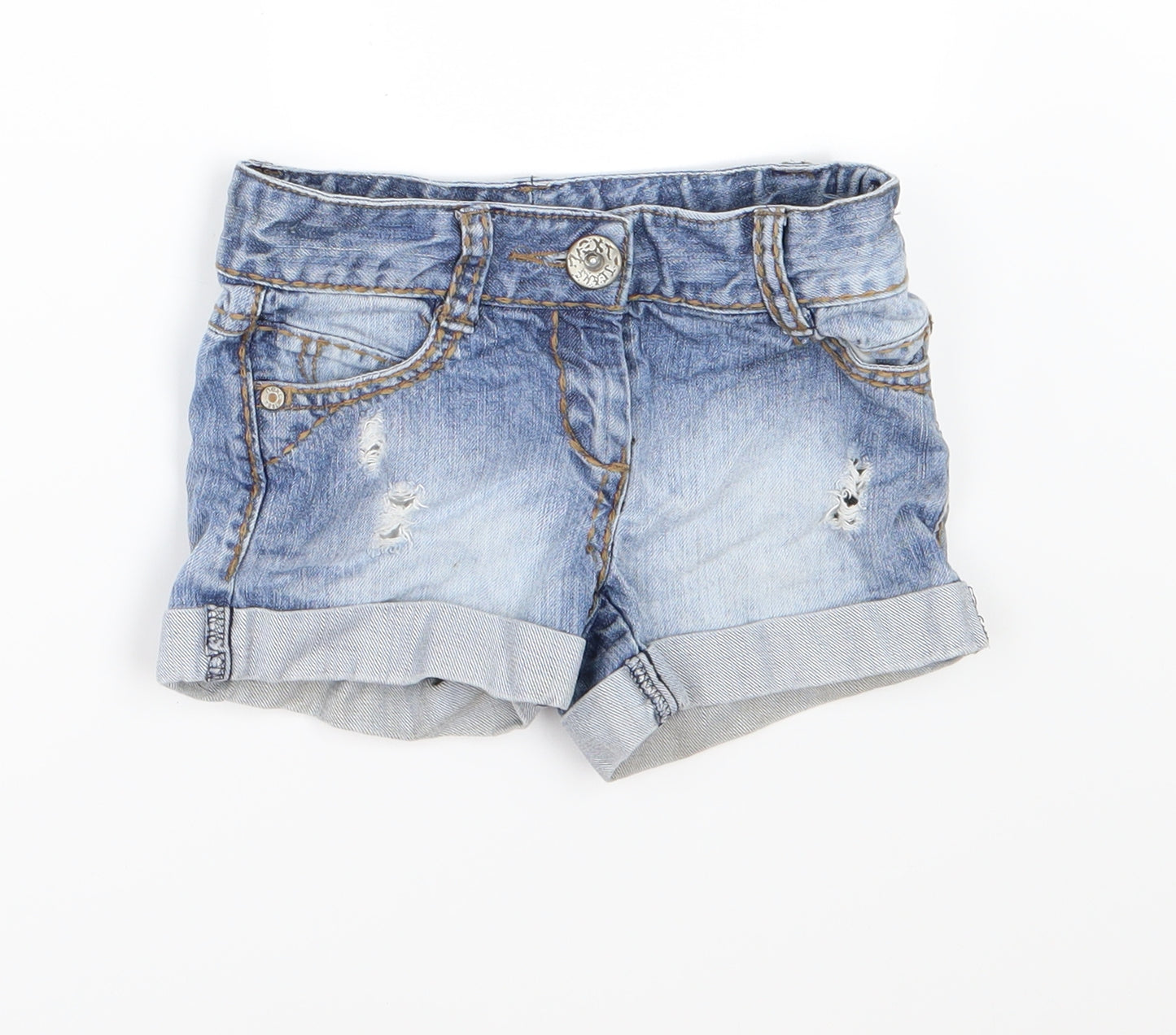 NEXT Girls Blue  Denim Sailor Shorts Size 4 Years - Distressed