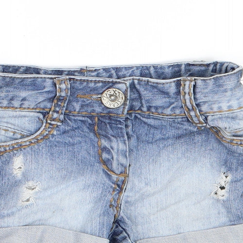 NEXT Girls Blue  Denim Sailor Shorts Size 4 Years - Distressed