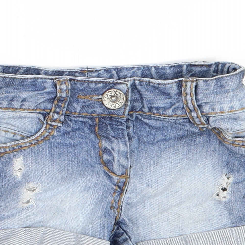 NEXT Girls Blue  Denim Sailor Shorts Size 4 Years - Distressed