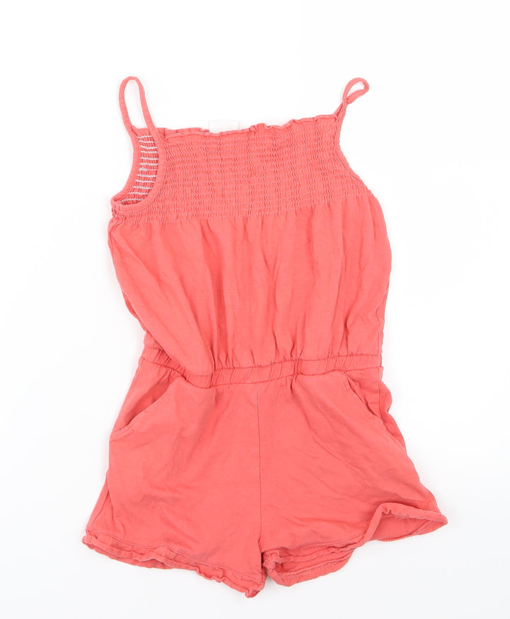F&F Girls Red Jersey Playsuit One-Piece Size 6-7 Years