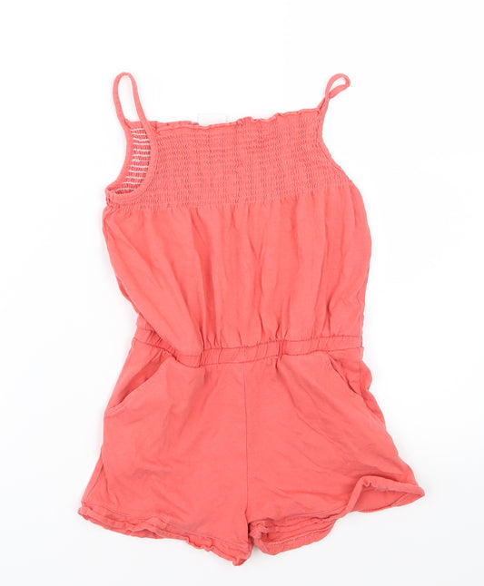 F&F Girls Red  Jersey Playsuit One-Piece Size 6-7 Years