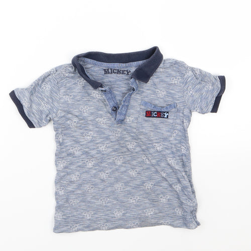 Matalan Boys Blue  Jersey Basic Polo Size 3-4 Years  - mickey mouse
