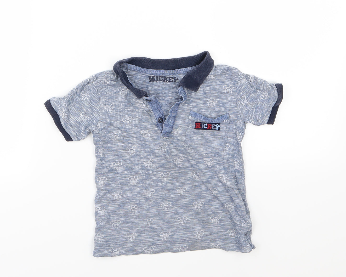 Matalan Boys Blue  Jersey Basic Polo Size 3-4 Years  - mickey mouse