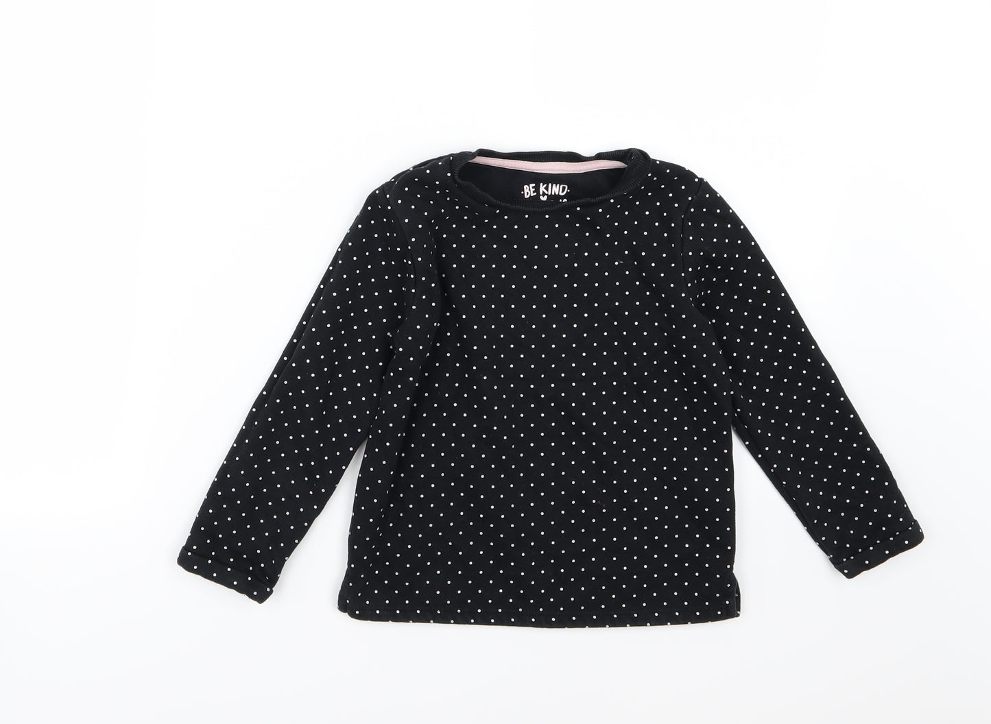 F&F Girls Black Polka Dot Jersey Pullover Sweatshirt Size 5-6 Years
