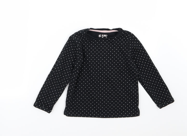 F&F Girls Black Polka Dot Jersey Pullover Sweatshirt Size 5-6 Years