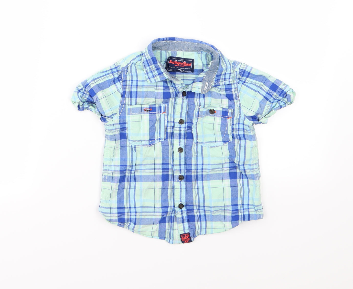 NEXT Boys Blue Striped Woven Basic Button-Up Size 2-3 Years