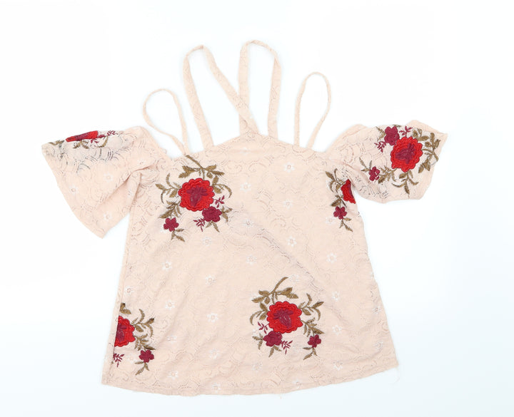 River Island Womens Pink Floral Basic Blouse Size 6