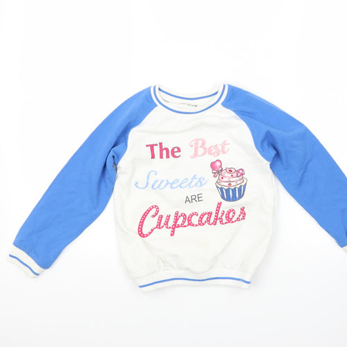 Preworn Boys White   Pullover Sweatshirt Size 6-7 Years
