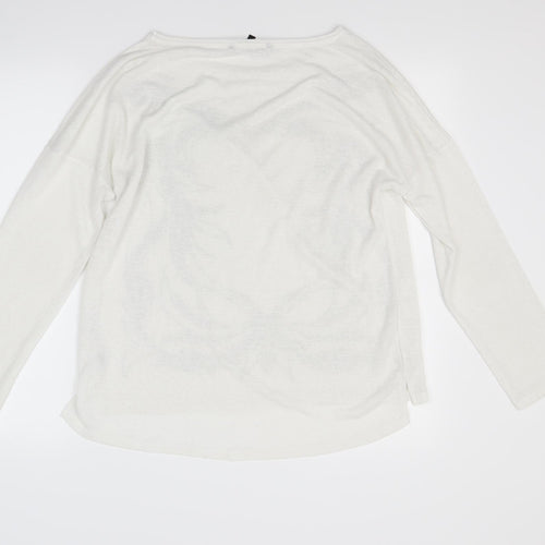 elogy Womens White   Pullover Jumper Size M