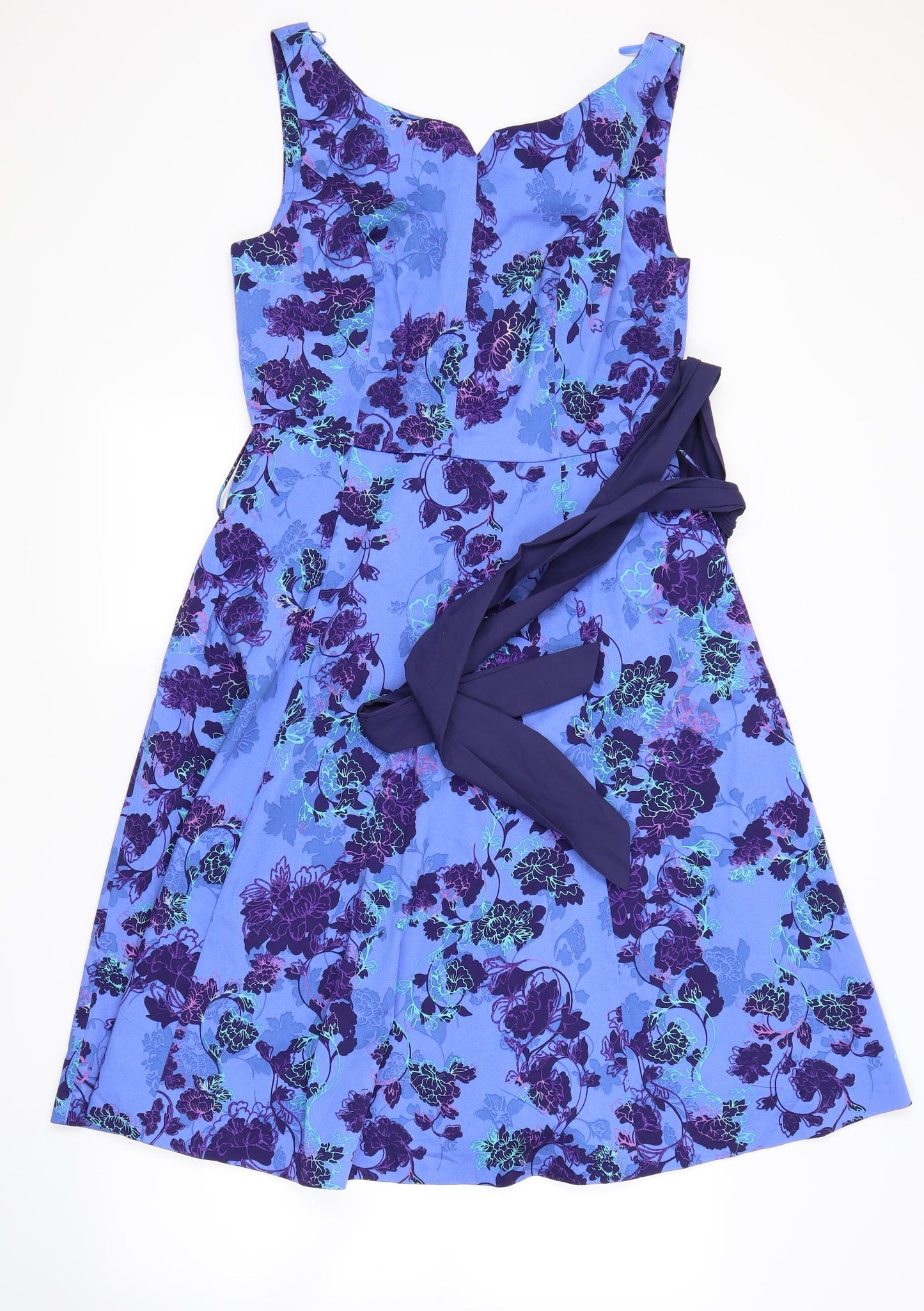 Per Una Womens Blue Floral  Fit & Flare  Size 12