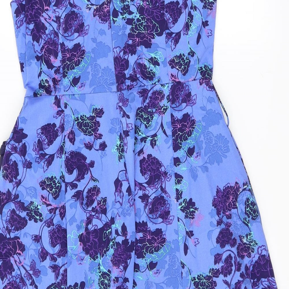 Per Una Womens Blue Floral  Fit & Flare  Size 12