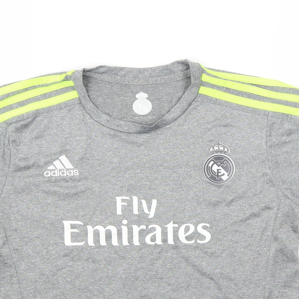 adidas Boys Grey   Basic T-Shirt Size M  - Real Madrid