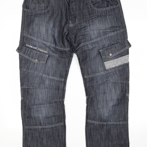 Crosshatch Mens Blue  Denim Straight Jeans Size 38 L29 in