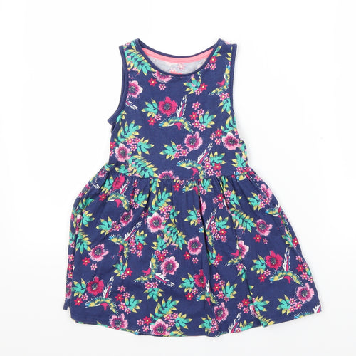 F&F Girls Blue Floral  T-Shirt Dress  Size 2-3 Years