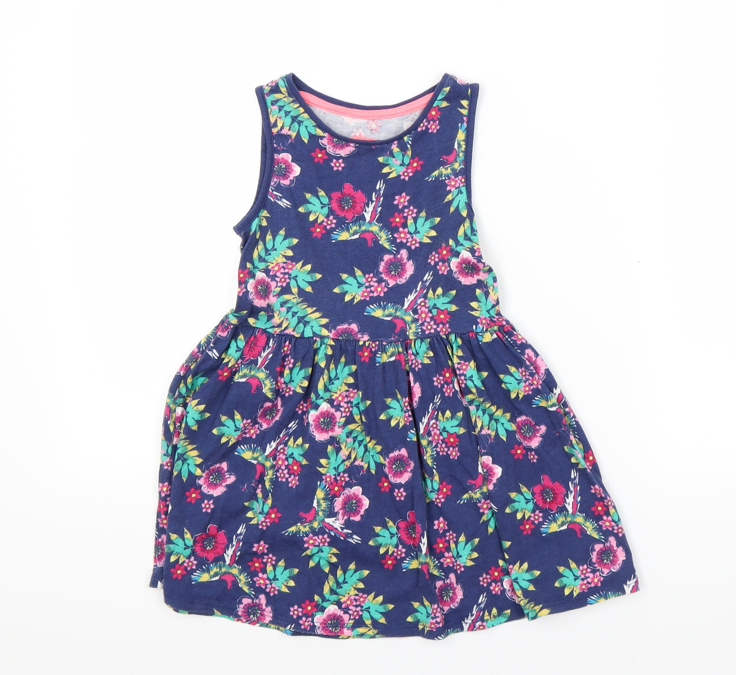 F&F Girls Blue Floral  T-Shirt Dress  Size 2-3 Years