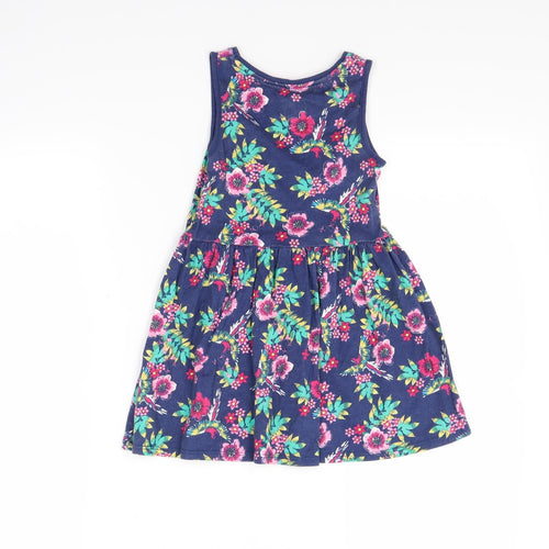 F&F Girls Blue Floral  T-Shirt Dress  Size 2-3 Years
