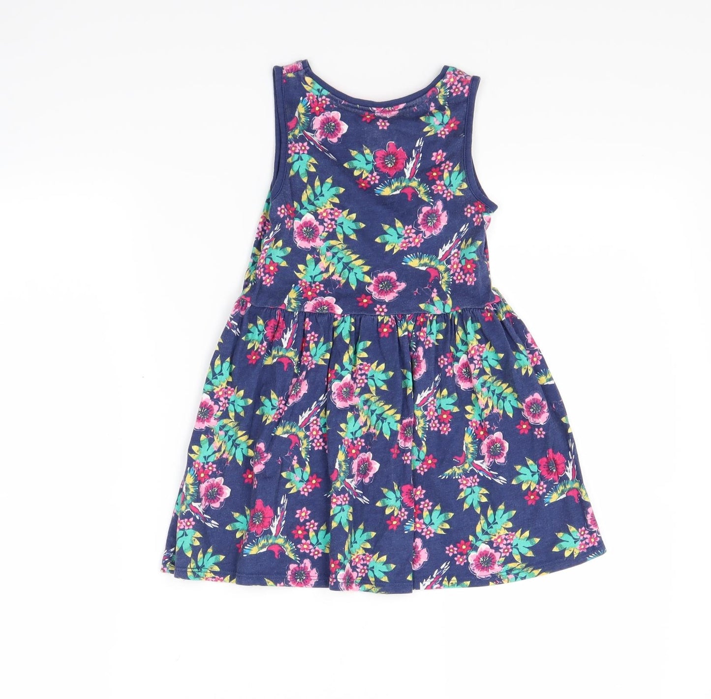 F&F Girls Blue Floral  T-Shirt Dress  Size 2-3 Years