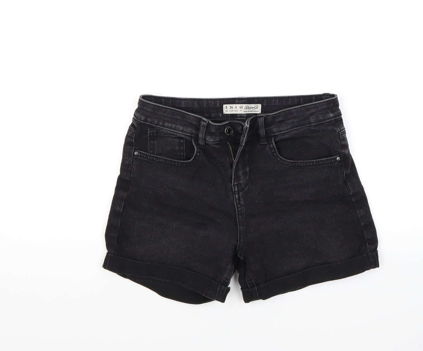 Primark Womens Black  Denim Cut-Off Shorts Size 8