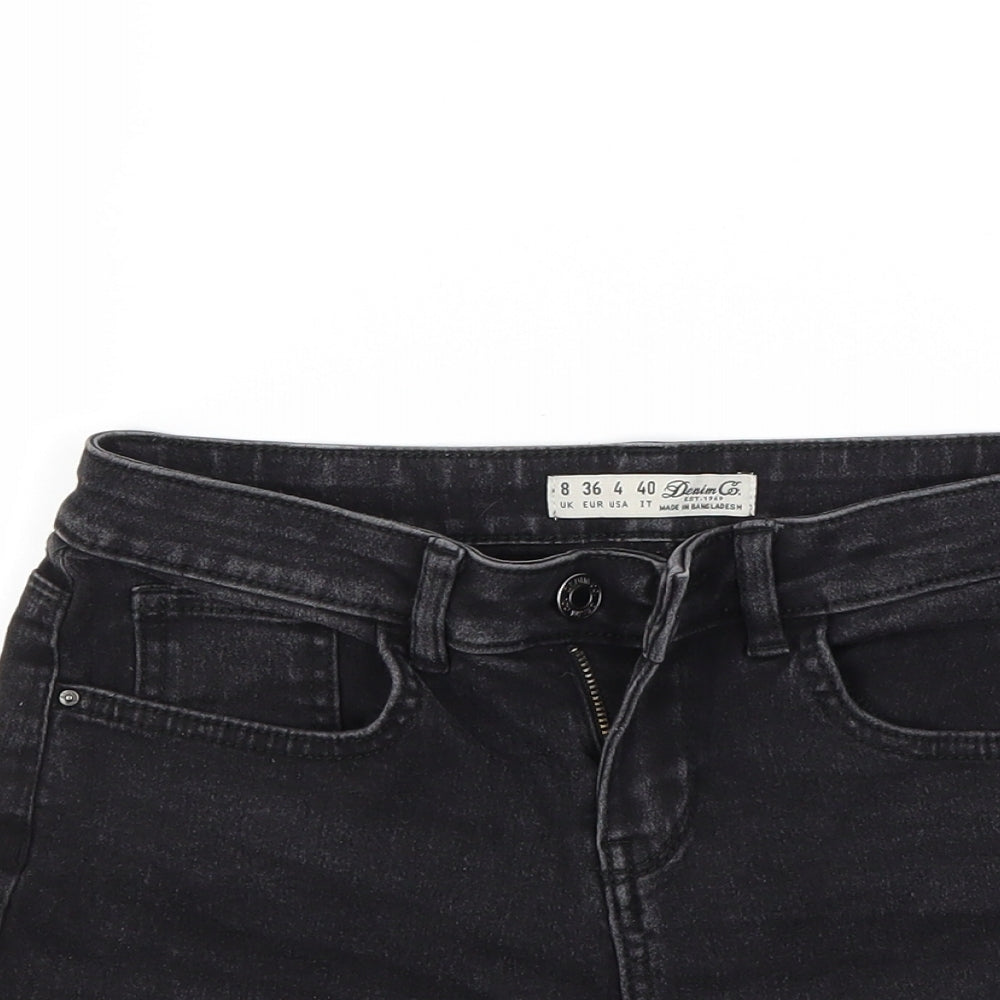 Primark Womens Black  Denim Cut-Off Shorts Size 8
