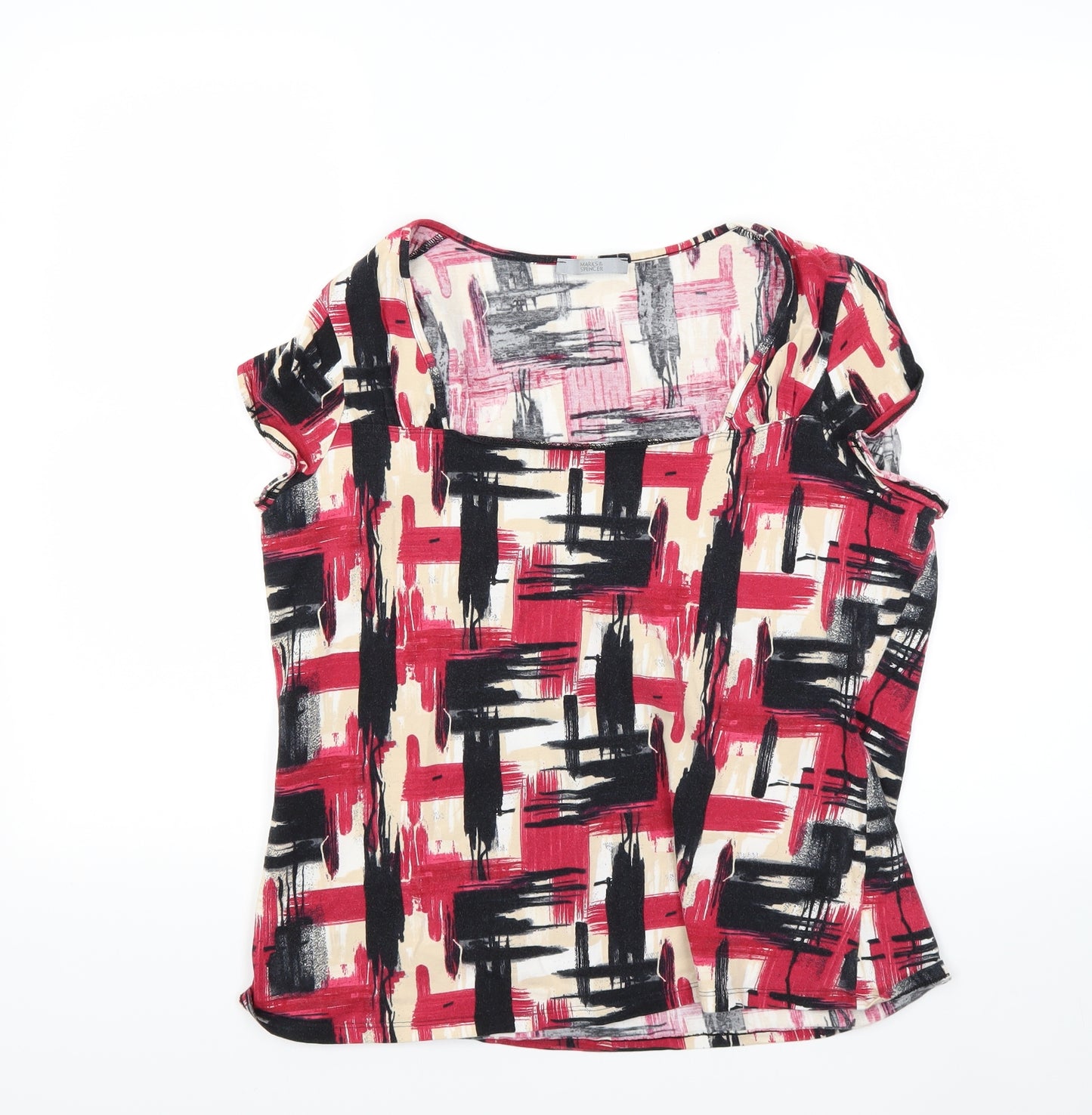 Marks and Spencer Womens Red Check  Basic T-Shirt Size 18
