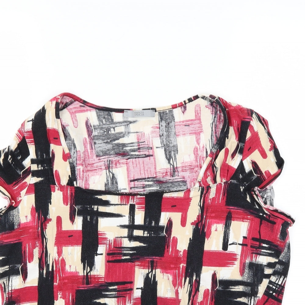 Marks and Spencer Womens Red Check  Basic T-Shirt Size 18