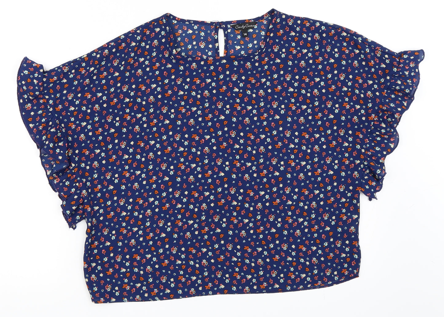 Candy Couture Womens Blue   Basic Blouse Size 14