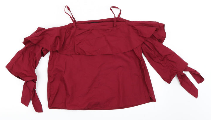 Topshop Womens Red Basic Blouse Size 6