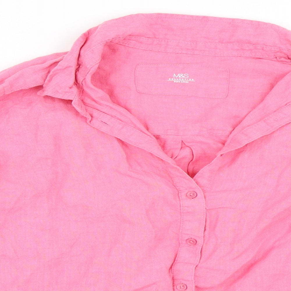Marks and Spencer Womens Pink   Basic Button-Up Size 16